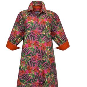 Perlavera Clara Felicia Floral Button Down Cotton Dress Small